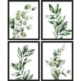 thumbnail image 2 of PixonSign Framed Wall Art Watercolor Pastel Green Leave & Cotton, Set of 8 Nature Plants Wall Decor Arts, Floral Wall Décor, Adhesive Canvas Posters, Modern Home Artwork - 8"x10" Black, 2 of 5
