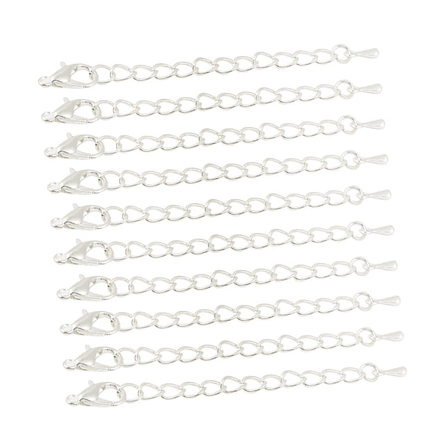 10 piezas de cadena extensora para collar, accesorios para hacer joyas, pulseras y manualidades. Plata