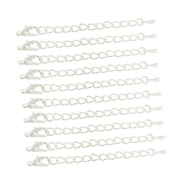 10 collares extensores de cadena para hacer joyas, regalos de cumpleaños para adolescentes y niñas. Plata