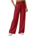 thumbnail image 2 of Pantalones largos para niños, de color liso, con cintura elástica y bolsillos laterales, holgados y transpirables, de poliéster., 2 of 7