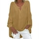 thumbnail image 3 of Tops túnica,Blusa de mujer con cuello en V, camiseta de manga larga, top holgado informal, tejido de imitación de tela, ideal para el hogar y el uso diario, sopatenor, 3 of 9