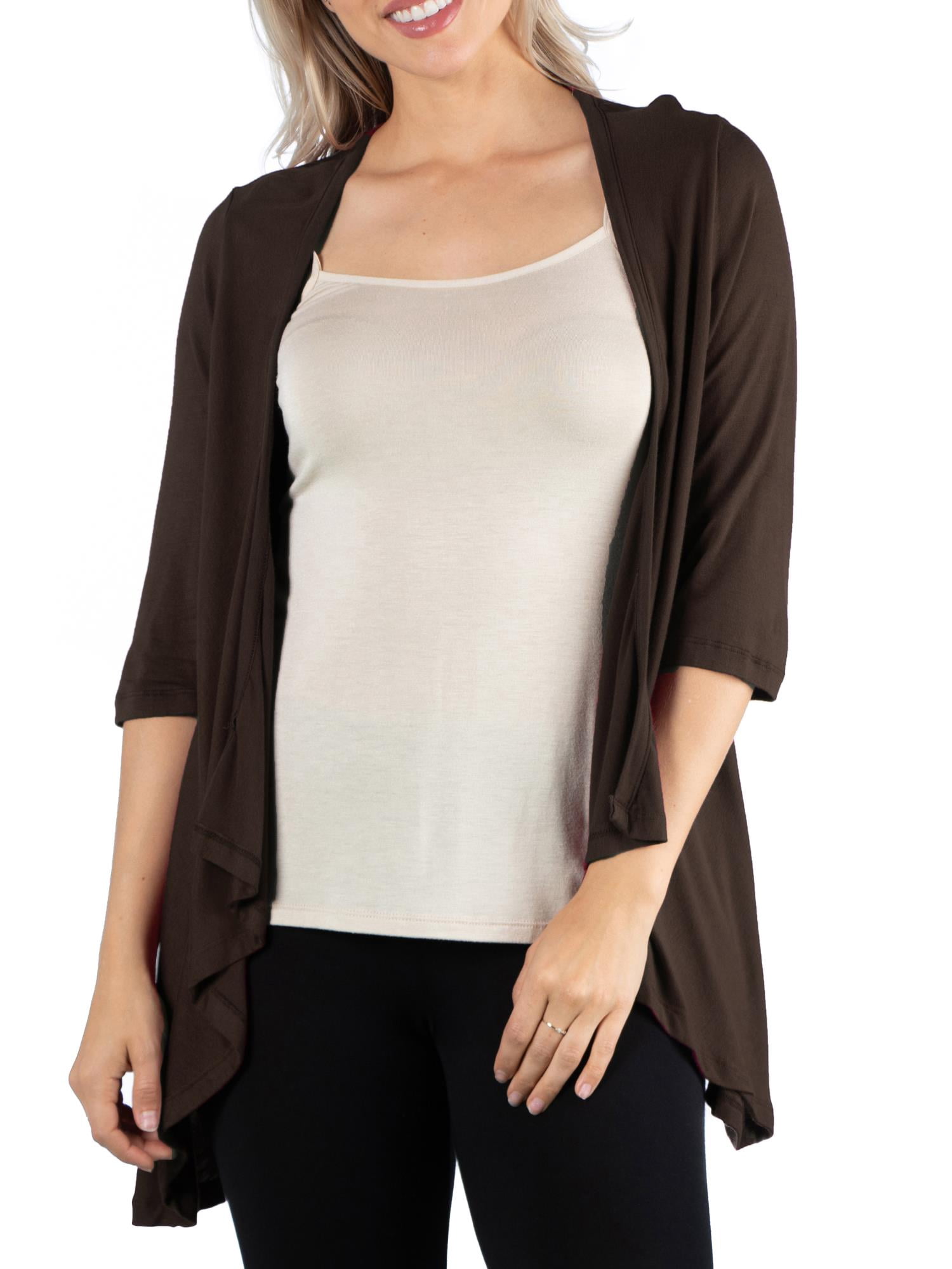 24/7 Comfort Apparel Women's Elbow Length Sleeve Open Cardigan - Walmart.com