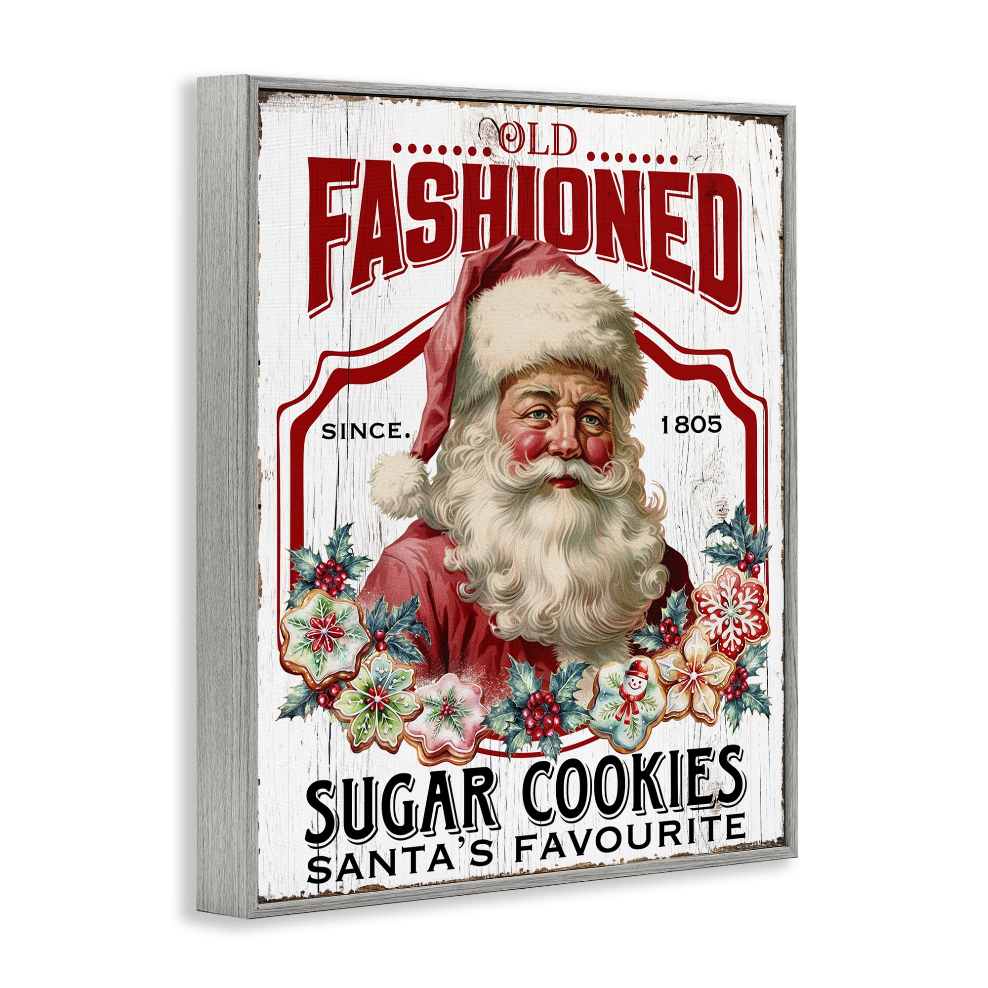 Stupell Industries Old Fashioned Cookies Holiday Painting Gray Framed Art Prints Wall Art, 16 x 20