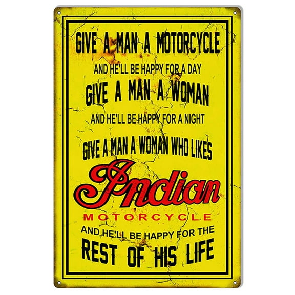 Tin Sign For Motorcycle Give A Man A Motorcycle Vintage Metal Sign Funny Sign Bar Pub Diner Cafe Wall Decor Home Decor Art Poster Retro Vintage Size: 8 x 12 inch