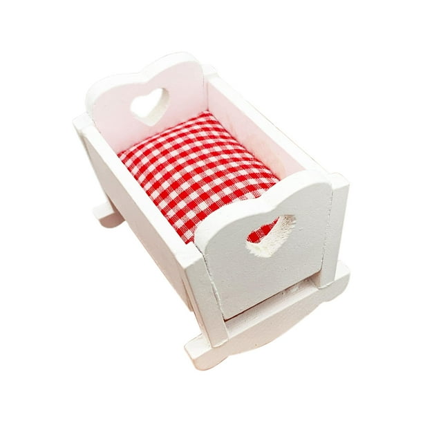 Miniatura casa de muñecas cunas 1:12 escala mecedora cuna cama