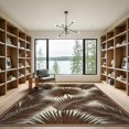 thumbnail image 2 of ODIKA 9'x12' Washable Area Rug Non-Slip, Chair-Friendly Frond Oversized Motif Slim Border Rectangular Fronds Beige Cream Refined for Dining Room, Basement, Large Office, 2 of 7
