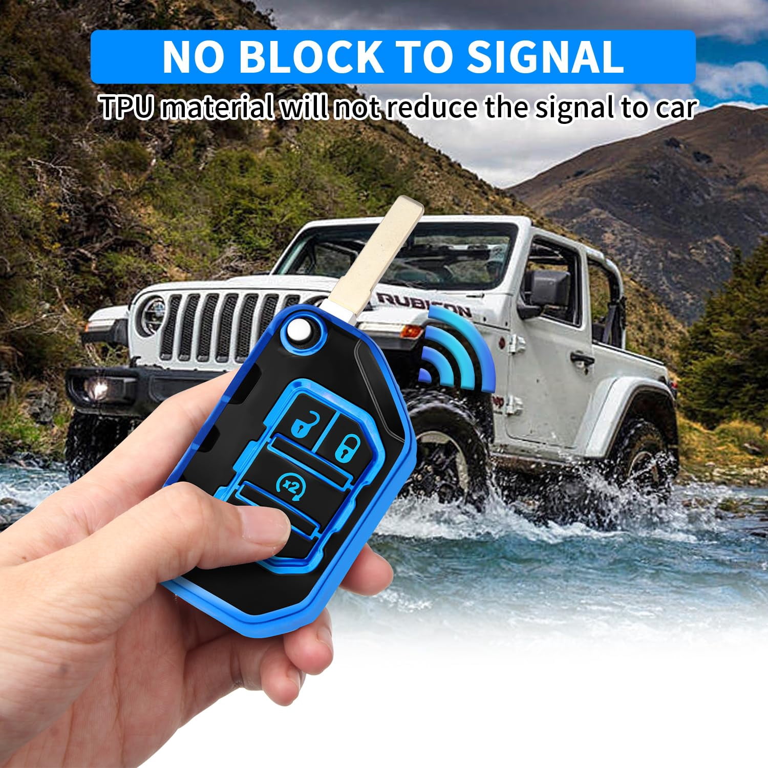 Flip Key Case Protector Accessories Compatible with 2018 - 2024 Jeep Wrangler JL/JLU (Including Rubicon, Sahara) and Gladiator