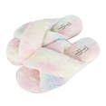 thumbnail image 5 of Jessica Simpson Women's Cross Band Soft Plush Memory Foam House Slipper Slide with Anti-Skid Sole, 5 of 9