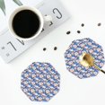 thumbnail image 4 of Pofeuu white Skull blue daisy Print Coasters for Drinks, 4Pack PU Leather Coasters, Bar Drink Coasters for Tabletop Protection, Furniture from Damage-Octagon, 4 of 6