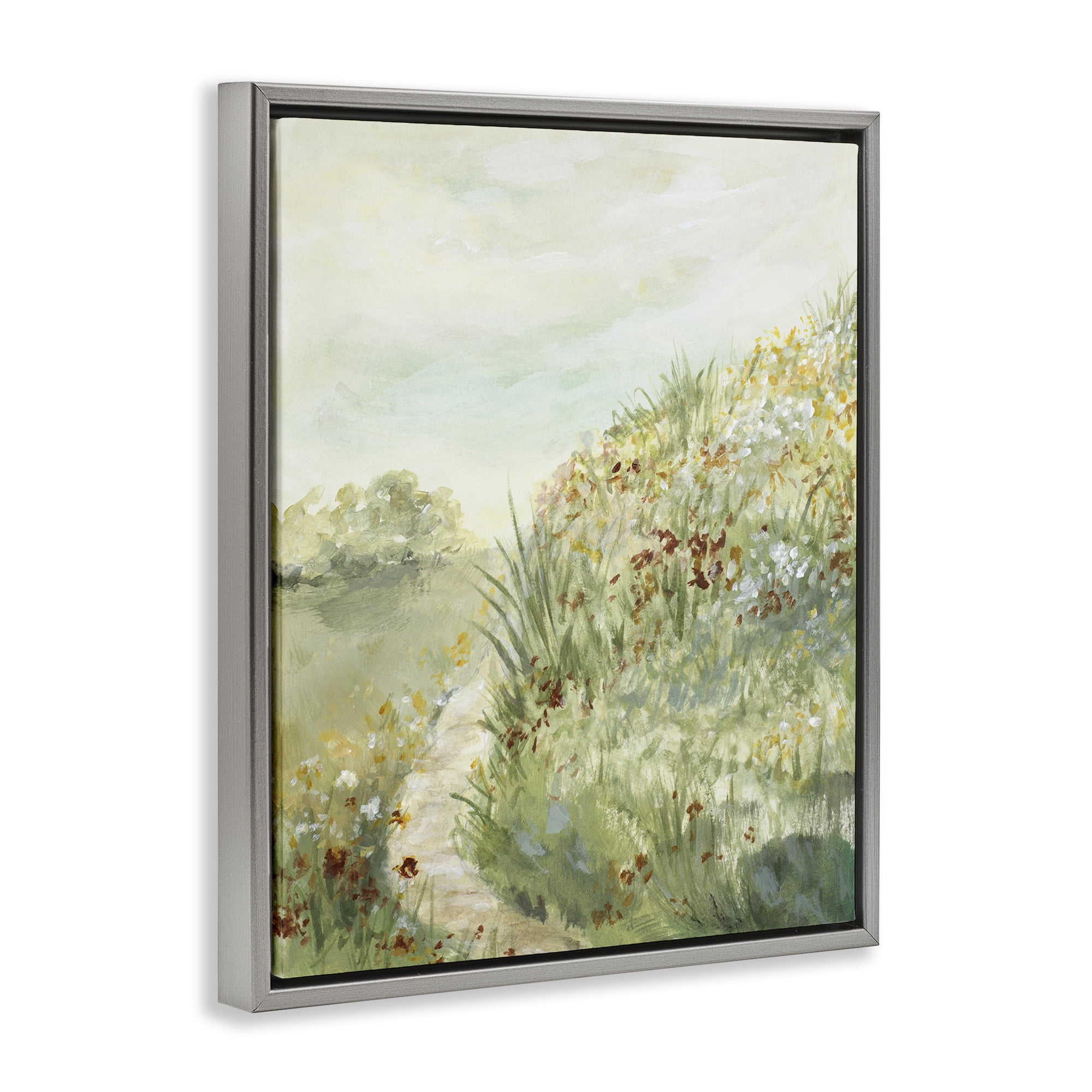 Stupell Industries Hilltop Blooms & Winding Trail Gray Framed Floater Canvas Wall Art, design by Lanie Loreth