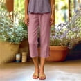 thumbnail image 4 of Edvintorg Women Capri Pants Plus Size Cotton Elastic Waisted Casual Capris Trouser with Pockets Fashion Clothing Pink XXXXL, 4 of 8