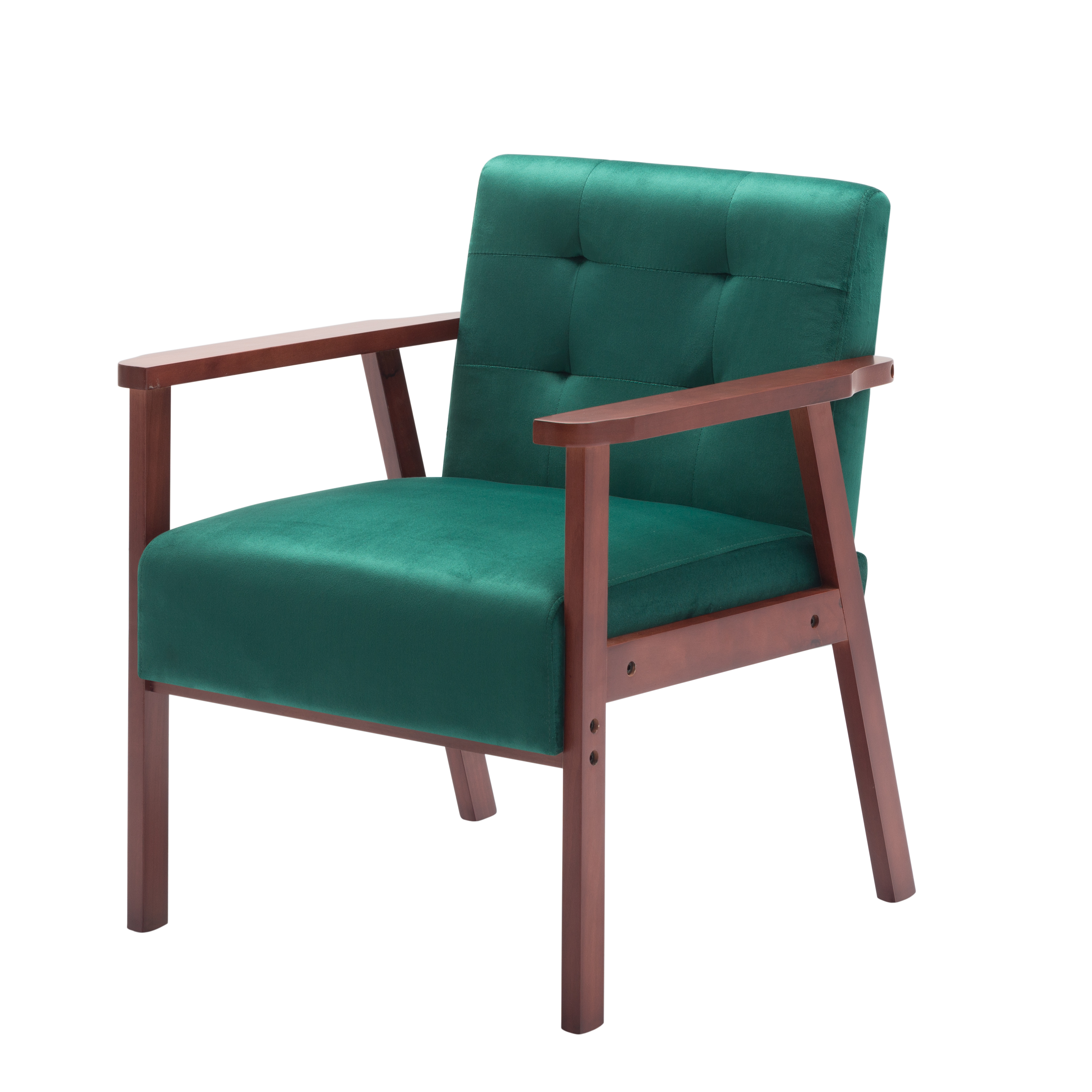 BSHTI Wood Frame Accent Armchair, Velvet Accent Armchair With Comfy Upholstered Armchair for Living Room, Bedroom Corner, Reading Nook