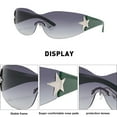 thumbnail image 3 of One-piece frameless five-pointed star Y2K sunglasses personalized sunglasses, made of PC and HD-green, 3 of 5