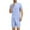 Blue, variant on Mens Pajama Set Short Sleeve Summer Pjs With Pocket Lightweight 2 Pcs Soft Comfy Crewneck Nightwear Sleepwear S-3Xl Blue