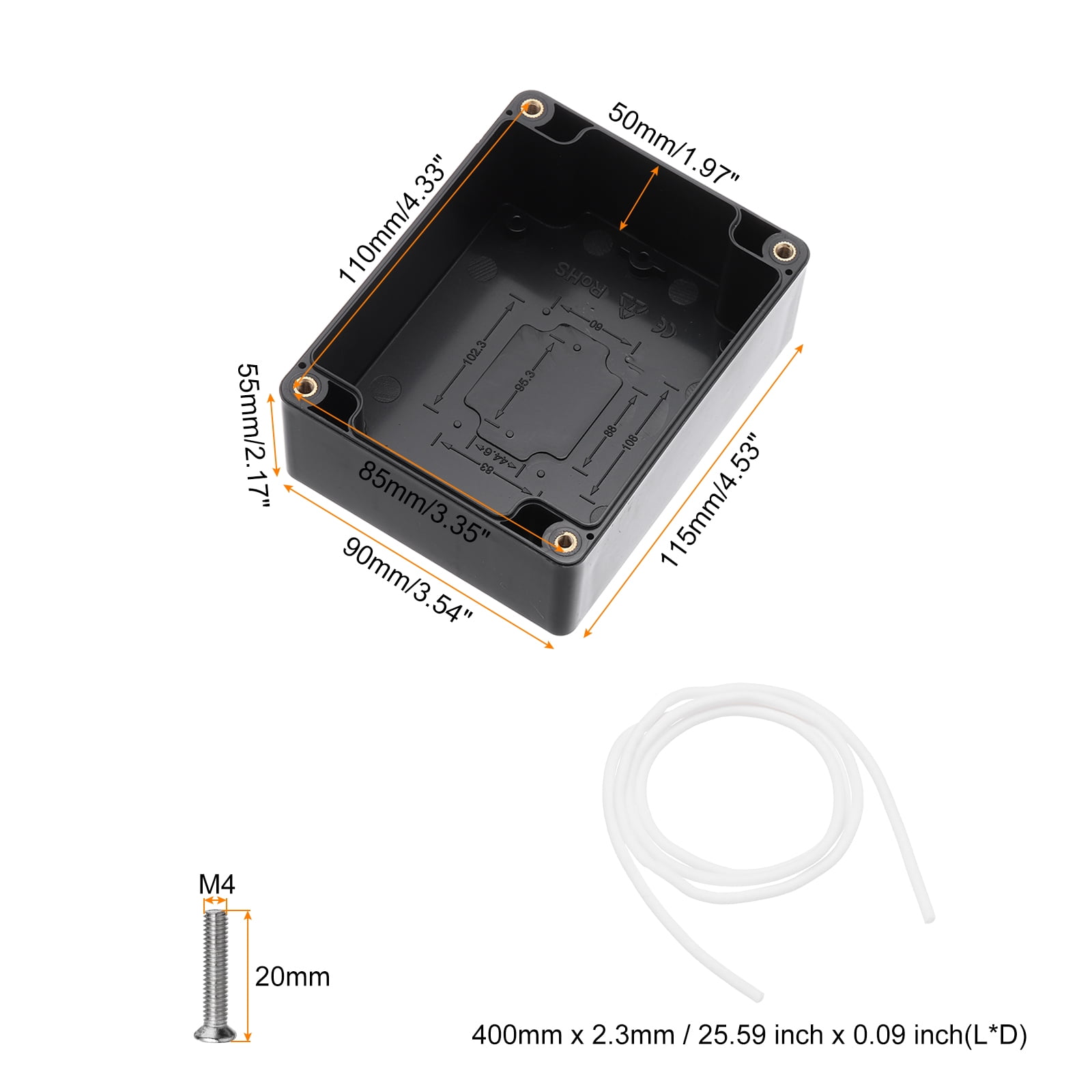 Uxcell 4.53" x 3.54" x 2.17" Junction Box DIY Wiring Box Enclosure Project Case ABS for DIY Projects Black, 4 Pack