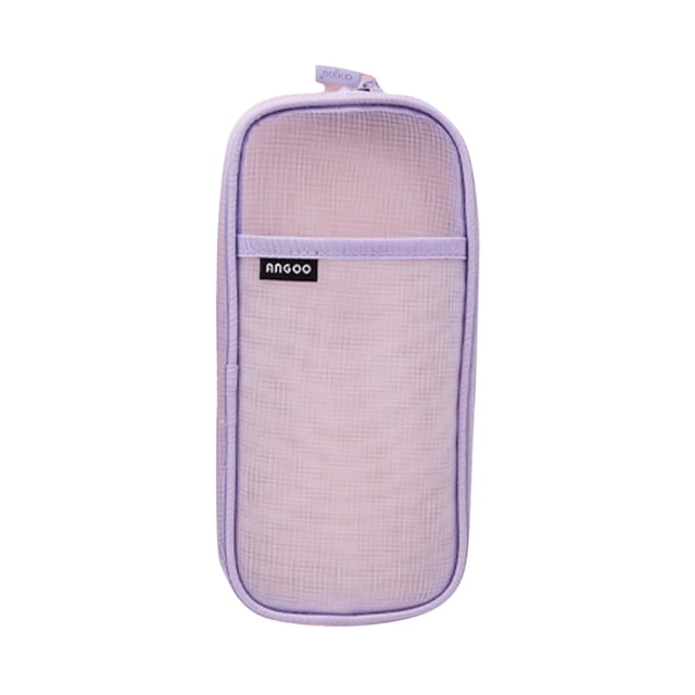Grids Mesh Pen Pencil Case With Zipper Clear Makeup Color Pouch Cosmetics Bag