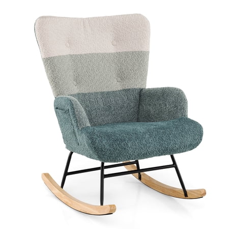Gymax Nursery Rocking Chair w/ Ergonomic Armrests & High Backrest Side Pocket