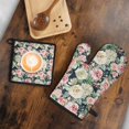 thumbnail image 5 of Pioneer Flower Kitchen Oven Mitt and Pot Holder Sets 2 Pcs for Baking, Cooking and Grilling, Heat Resistant Up To 392 °F, 5 of 7