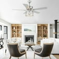 thumbnail image 3 of 52" Silver Crystal Ceiling Fan with 5 Reversible Blades, Light Kit, Remote Control and Pull Chain, 3 of 11