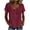 Wine(Womens Tops), variant on GUACER Short Sleeve Cotton Linen Tops for Women Floral Embroidery Casual U-Neck Blouses for Summer