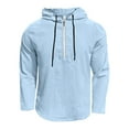 thumbnail image 3 of Men's Cotton Linen Hoodies Long Sleeve Zip Up Sweatshirt Casual Lightweight Beach Cardigan Relaxed Fit Summer Fall Pullover, 3 of 3