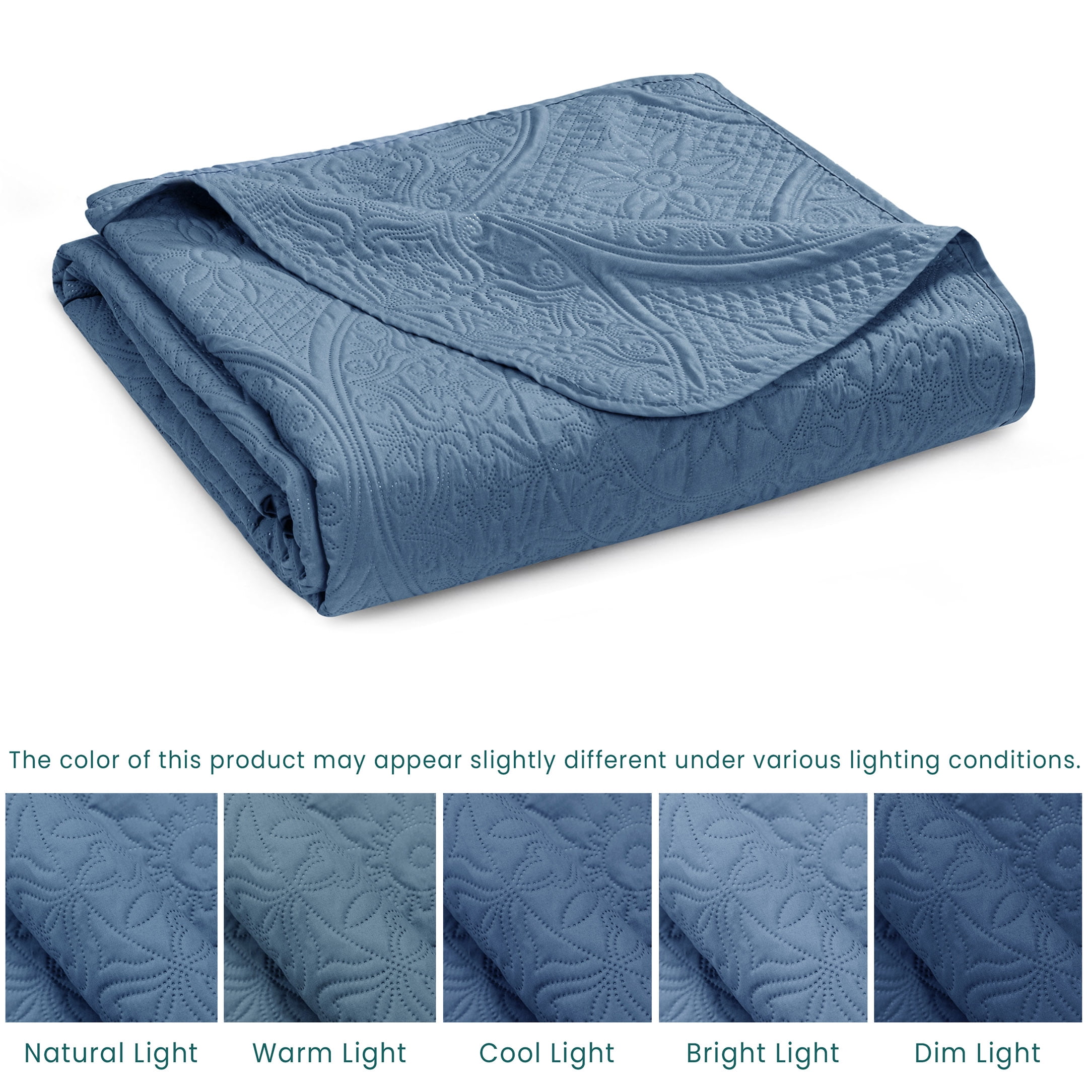 Quilt Bedding Set - Lightweight Quilted Microfiber Bedspread Floral Pattern
