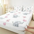 thumbnail image 3 of Manfei Kawaii Elephant Full Sheet Sets, Pink Butterfly Sheet Set Full, Cartoon Animals Bed Sheets Set Full Size, Ultra Soft Bedroom Decoration, 4pcs, 3 of 7