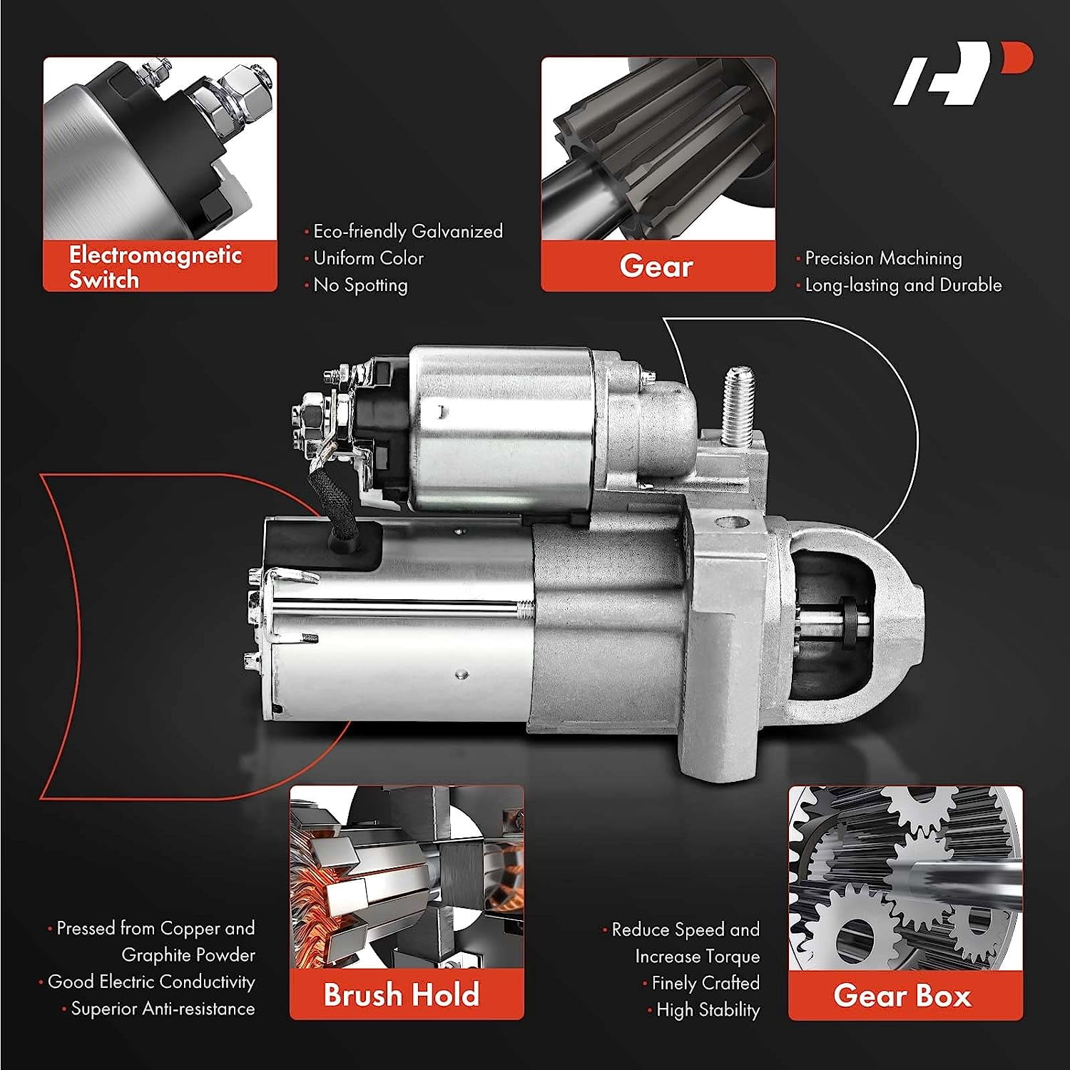 A-Premium Starter Motor Compatible with Chrysler 200 15-17 & Jeep Cherokee 14-19 Renegade 15-20 & Fiat 500X 16-18 & Ram ProMaster City 15-20 L4 2.4L 12V 1.4KW 10 Teeth Clockwise Replace# 410-48301