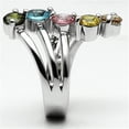 thumbnail image 4 of Rhodium Brass Ring with AAA Grade CZ in Multi Color for Women Multi Color Stone Color Style 3W291 Size 6, 4 of 4