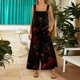 thumbnail image 4 of WTOBBY Women's Halloween Printed Cotton Jumpsuit, Sleeveless Casual Design with Loose Fit for Breathability, Perfect for Comfortable Everyday Wear,BlackL, 4 of 5