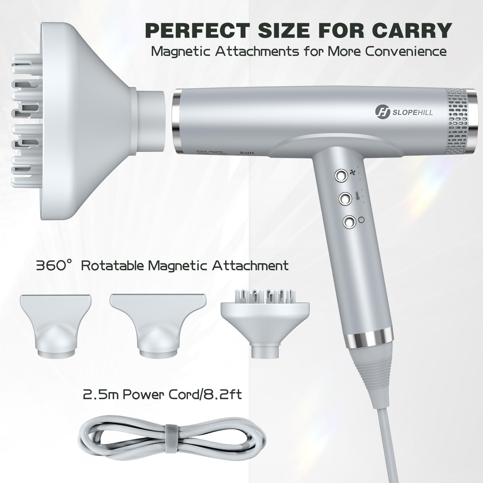 Hair Dryer, Professional Ionic Hairdryer, High-Speed Blow Dryer for Fast Drying, Home & Salon & Travel, Low Noise, Lightweight Compact Ceramic Blowdryer