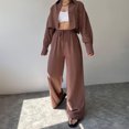 thumbnail image 1 of Traje Verano 2 Piezas Conjunto de pantalón largo de 2 piezas para mujer, camiseta informal de ajuste holgado, traje diario de color sólido Ygjytge Marrón S Granate para Mujer, 1 of 6
