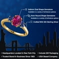 thumbnail image 2 of Gem Stone King 1.85 Ct Red Created Ruby Blue Created Sapphire 18K Yellow Gold Plated Silver Ring, 2 of 6