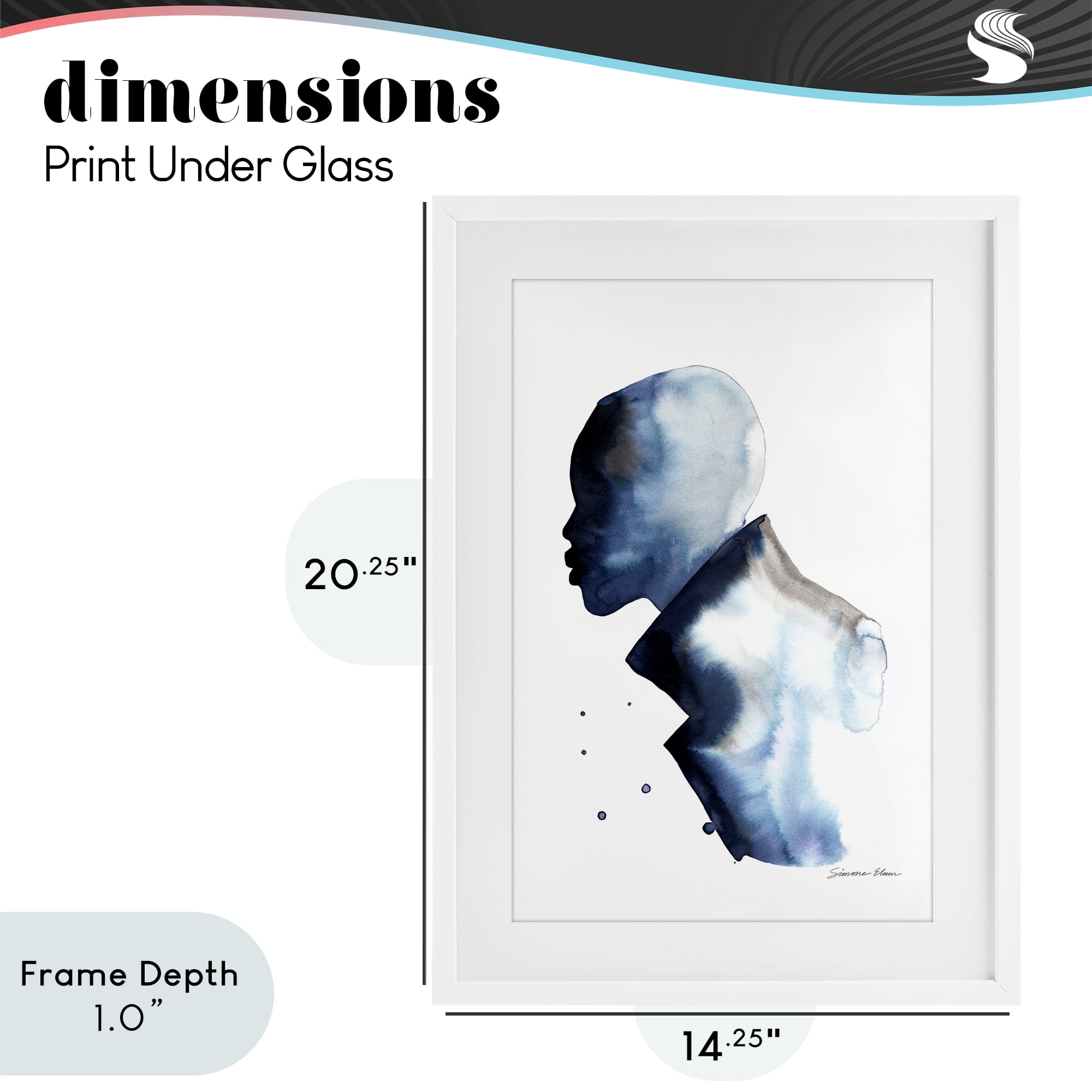 Stupell Industries Feeling Blue Portrait Silhouette White Framed Print Under Glass, design by Simone Elum
