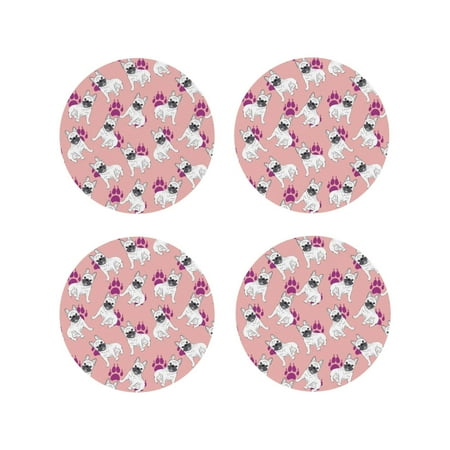 

Tideii Bulldog for Leather Coasters 4 Pieces Anti-fouling and Anti-scalding Decorative Coasters Suitable for Restaurants Kitchens Coffee Shops-Round Shape