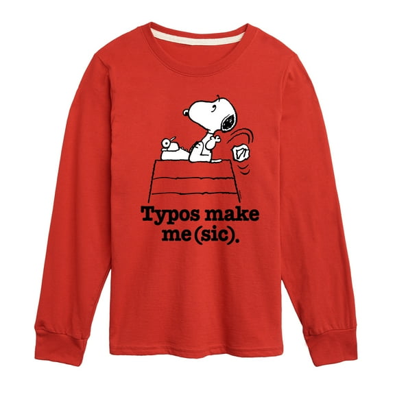 Peanuts - Snoopy Typos Make Me Sic - Toddler & Youth Long Sleeve Graphic T-Shirt
