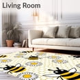 thumbnail image 2 of ODIKA 2'x3' Machine Washable Non-Slip Area Rug, Adorable Striped Pollinator Bathroom Ensemble With Hexagonal Designs High Traffic Rug, Yellow, 723028, 2 of 7