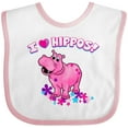 thumbnail image 3 of Inktastic I Love Hippos with Pink Hippo and Flowers Boys or Girls Baby Bib, 3 of 4
