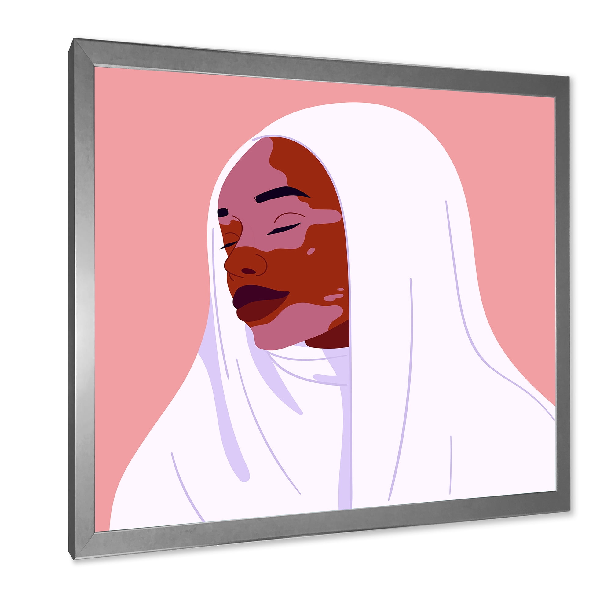 Designart 'Beautiful Abstract Smiling Afro African Woman With VItiligo' Moroccan Framed Art Print