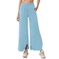 thumbnail image 2 of Pants for Women Wide Leg Casual Pants with Front Slits Minimalist Everyday Trousers Work and Leisure, 2 of 5