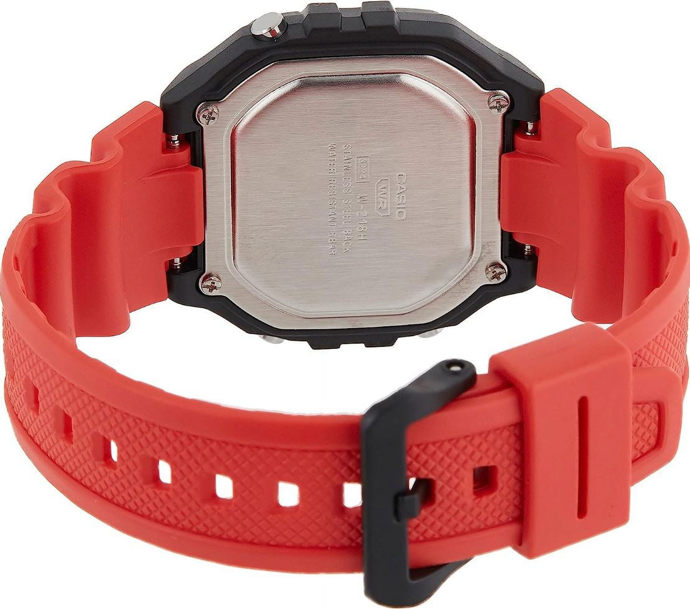 Casio Men's Digital Quartz Red Resin Strap Watch W-218H-4BVEF
