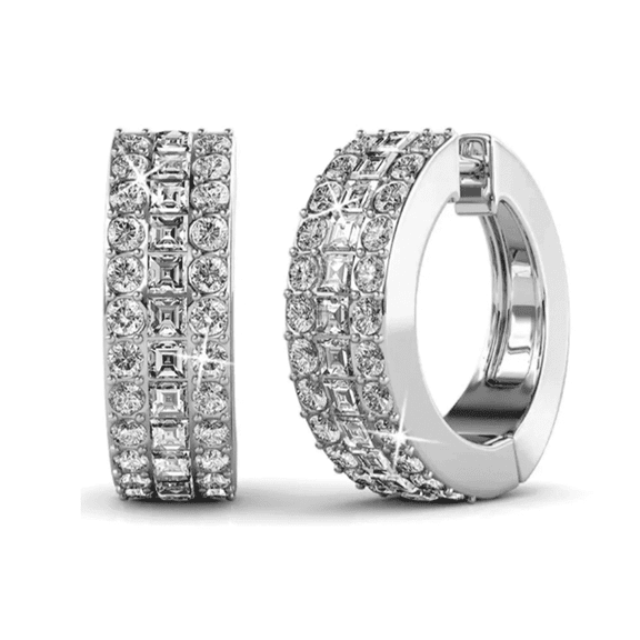 Cate & Chloe Wrenley 18k White Gold Plated 16mm Hoop Earrings with Swarovski Crystals for Women