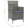thumbnail image 4 of vidaXL Garden Chairs with Cushions 4 pcs Poly Rattan Grey, 4 of 5