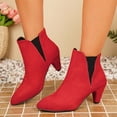 thumbnail image 5 of NexTorq Women's Pointed Toe Suede Chelsea Ankle Boots Cone Mid Heel Pull-On Short Boots for Fall Winter Office Dress Outfits and Everyday Casual Weekend Wear All Day Comfort Red US-8.5 (EU-42), 5 of 5