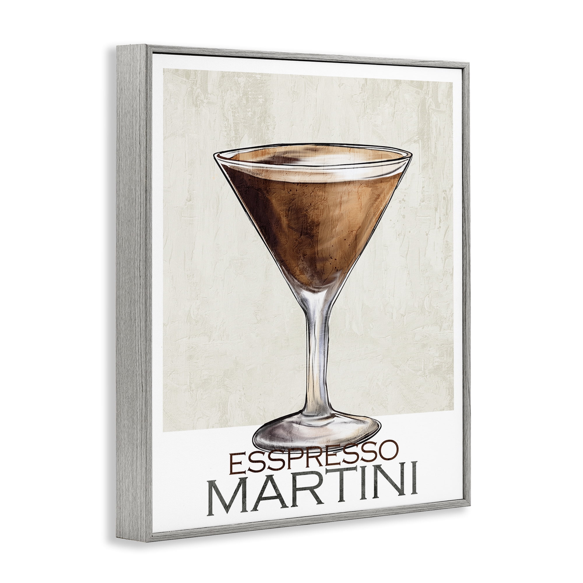 Stupell Industries Sophisticated Espresso Martini Gray Framed Giclee Art, design by Kim Allen