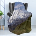 thumbnail image 4 of Alaska Soft Flannel Fleece Throw Blanket, McKinley Mountain in Denali National Park in Alaska Scenic Landscape, Cozy Plush for Indoor and Outdoor Use, 60" x 80", Fern Green Sky Blue, by Ambesonne, 4 of 5