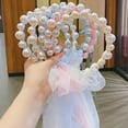 thumbnail image 6 of Kids Girls Pearl Headbands with Ribbon, White Pearl Hairbands Bridal Hair Hoop Cute Headbands Party Wedding Hair Accessories for Baby Children Kids Girls, 1/4/7 Pack, 6 of 9