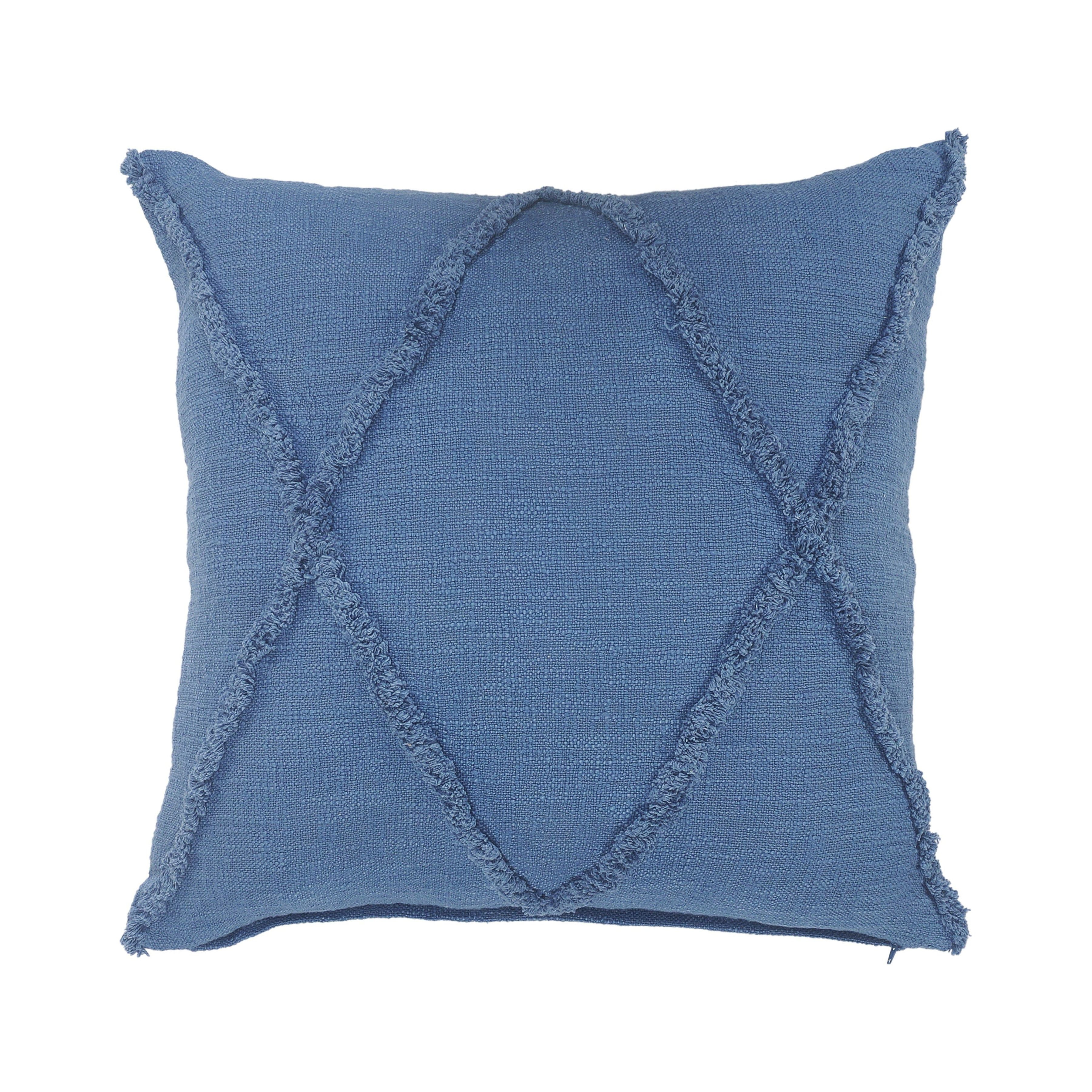 Ox Bay Sara Set of 2 Shag Diamond 18" x 18" Coronet Blue Cotton Adult Decorative Throw Pillows