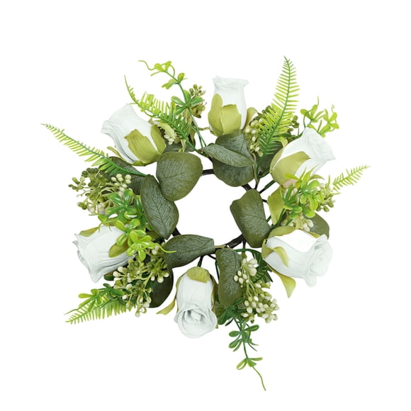Corona de rosas artificiales para puerta principal, 27 cm, corona de flores de primavera con hortensias, mini corona para puerta con aro, ideal para centros de mesa de bodas y decoración del hogar,