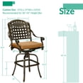 thumbnail image 3 of VIVIJASON 2-Piece Outdoor Swivel Bar Stools, All-Weather Cast Aluminum Bar Height Bistro Chairs with Seat Cushion, Patio Furniture Bar Dining Chair Set for Deck, Lawn, Garden, Backyard, 3 of 7